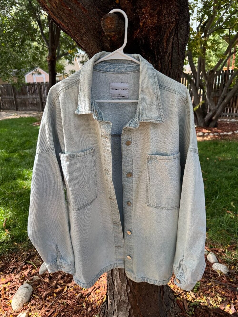 Celebrity Pink Oversized Denim Shacket Light Wash Jacket XL
